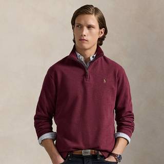 Polo Ralph Lauren Double Knit Jaquard Half Zip Sweater Wine Heather