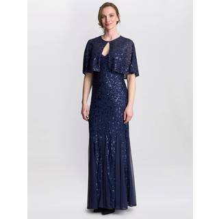 Gina Bacconi Gina Bacconi Blue Jordan Sequin Beaded Maxi Dress And Jacket - EU 48 (UK 20)