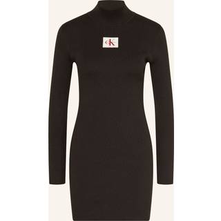 Cotton Knit Roll Neck Dress - Black - XL