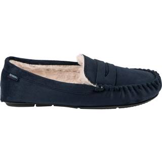 Totes Totes Blue Toasties Mens Suedette Moccasin Slippers With Faux Fur Lining