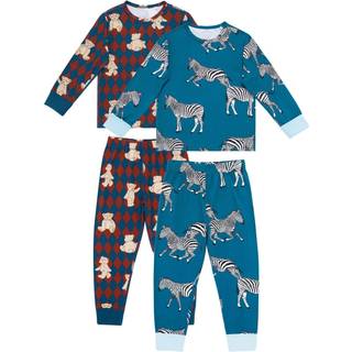 Chelsea Peers Chelsea Peers Animal Kids Two Pack Argyle Bear & Zebra Long Pyjamas Set