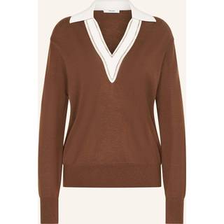 Reiss Reiss Chocolate Brown/Ivory Nina Wool Collared Cricket Jumper