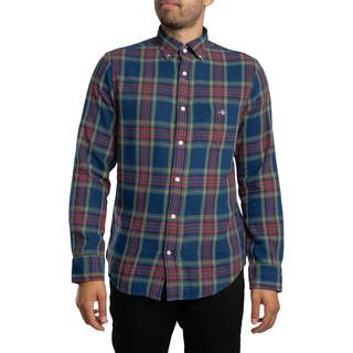 GANT Herre Regular fit ternet indigo twill-skjorte (L)
