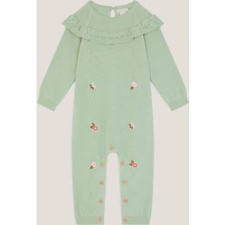 Monsoon Monsoon Green Newborn Embroidered Cable Knit Romper