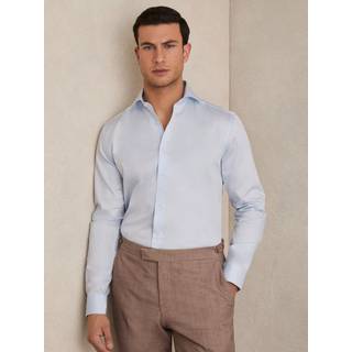 Reiss Reiss Soft Blue Storm Slim Regular Fit Cotton-Twill Two-Fold Shirt Slim-Fit - X-Large