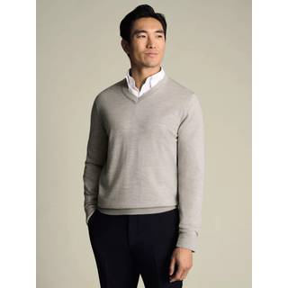 Charles Tyrwhitt Pure Merino V-Neck Jumper Silver Grey