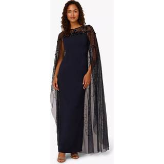 Adrianna Papell Adrianna Papell Blue Bead Cape Crepe Long Dress - EU 34 (UK 6)