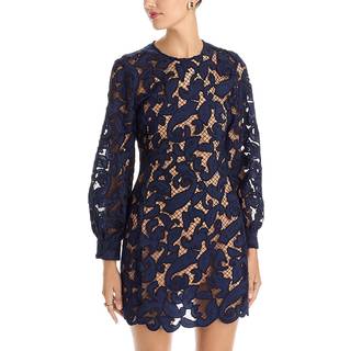 MK Paisley Lace Blouson-Sleeve Dress - Blue - Michael Kors - EU 36