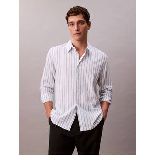 Striped Relaxed Button-Down Shirt - White - S