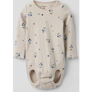 Polarn O. Pyret Polarn O. Pyret Cream Cotton Ribbed Blueberry Print Babygrow