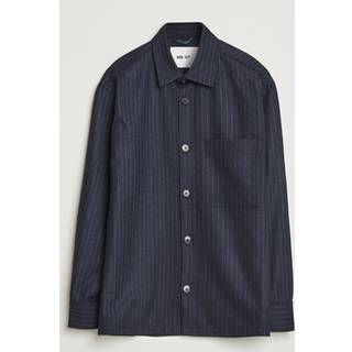 NN07 Freddy Wool Pinstriped Overshirt Navy Blue