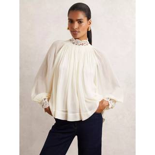 Reiss Reiss Czara Draperet Chiffontop med Blondekant