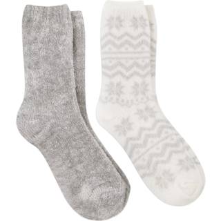Totes Totes Grey Toasties Ladies Fairisle & Chenille Supersoft Bed Socks