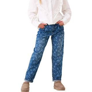 Angel & Rocket Angel & Rocket Blue Kendal Leopard Print Denim Barrel Leg Jeans