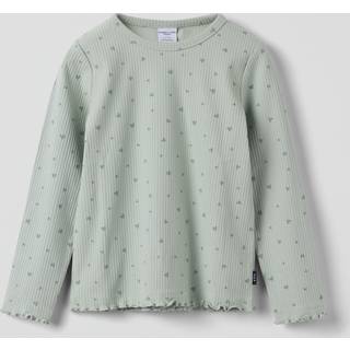 Polarn O. Pyret Polarn O. Pyret Green Heart Print Ribbed Top