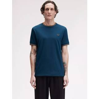 Fred Perry Twin Tipped T Shirt Dark Petrol Blue