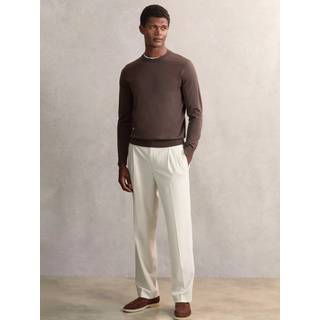 Reiss Reiss Ecru Arden Wide Leg Pleated Drawstring Trousers