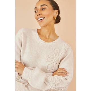 Yumi Yumi strikketrøje med blomsterapplikation