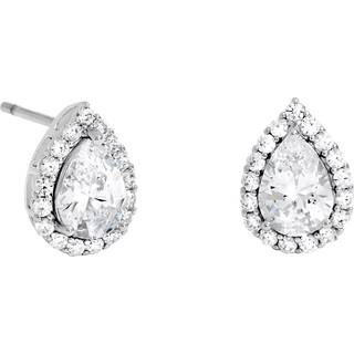 Jon Richard Jon Richard Silver Rhodium Plated Pear Halo Stud Earrings