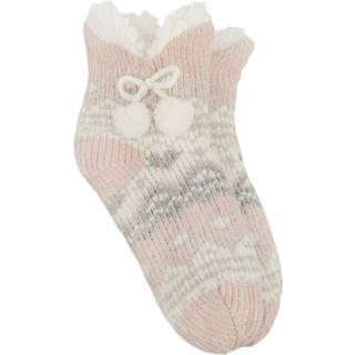 Totes Totes Pink Toasties Ladies Chenille Crop Knitted Slipper Socks