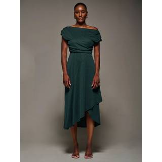 Jolie Moi Jolie Moi Green Draped Jersey Cowl Neck Midi Dress - 10