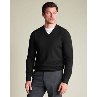Charles Tyrwhitt Pure Merino V-Neck Jumper Black