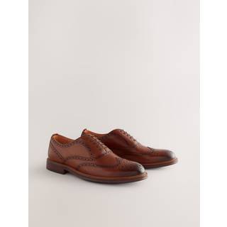 Next Tan Brown Oxford Wingcap Leather Shoes - uk8eu42