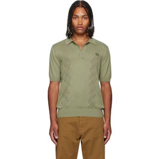 Fred Perry Pointelle Knit Polo T Shirt Green