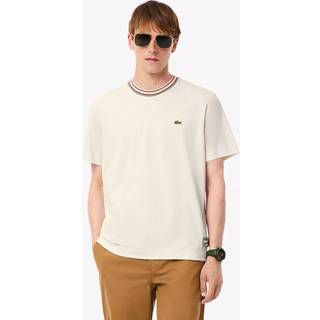 Lacoste Tipped Crew Neck Logo T Shirt Cream