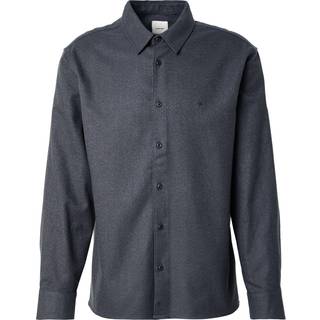 Melange Flannel Relaxed Button-Down Shirt - Grey - XL