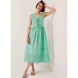Monsoon Monsoon Green Sadie Tie Broderie Midi Dress - Large