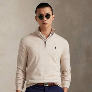 RALPH LAUREN Jumper i uldblanding med 1/2 lynlås, taupe