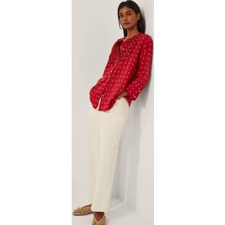 Monsoon Monsoon bluse med tryk af valmuer og flæser