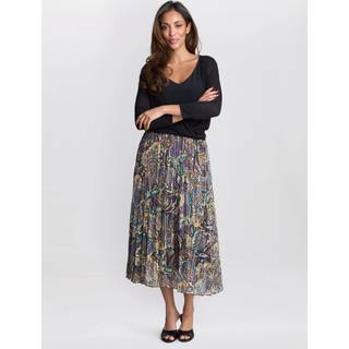 Gina Bacconi Gina Bacconi Blue Pleated Jacquard Skirt - Large