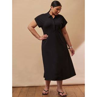 Live Unlimited Live Unlimited Black Polo Collar Jersey Midi Dress - EU 46 (UK 18)