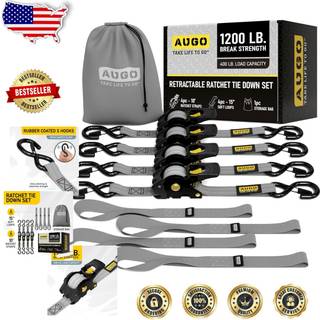 AUGO tilbagetr?kkelige skraldestropper | 4 kraftige skraldestropper Selvoptr?kkelige bindeb?nd med bl?de l?kker & opbevaringstaske til motorcykel