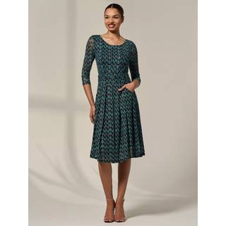 Jolie Moi Jolie Moi Green 3/4 Sleeve Printed Mesh Dress - EU 36 (UK 8)