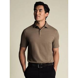 Charles Tyrwhitt Charles Tyrwhitt kamelfarvet Kortærmet Polo-skjorter i bomuldsstræk med pique-motiv - X-Large