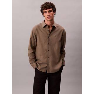 Melange Flannel Relaxed Button-Down Shirt - Green - XS