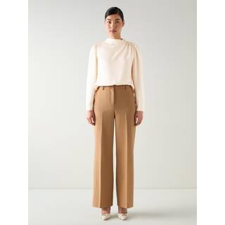 LK Bennett LK Bennett Cream Samantha Plain Viscose Button Shoulder Blouse