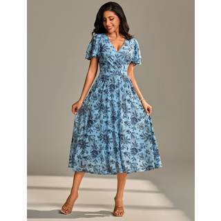 Jolie Moi Jolie Moi maxikjole med flagrende ærmer i mesh - EU 40 (UK 12)