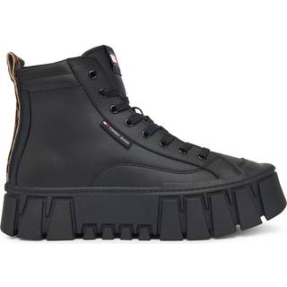 Chunky Cleat Platform High-Top Trainers With Leather