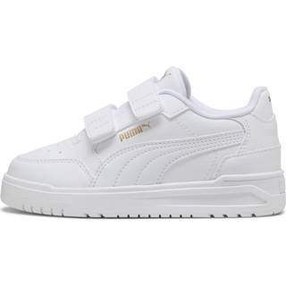 PUMA Shuffle Downtown Low Sneakers Kids, Shoes, White/Gold, 34.5