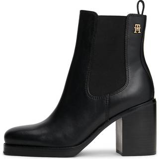 Leather Square Toe Chelsea Block Heels