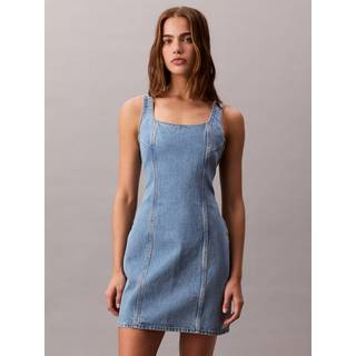 Scoop Neck Denim Mini Dress - Blue - L