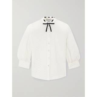 Valentino Broderie anglaise cotton poplin shirt - white - XL+