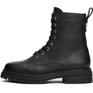Pebble Grain Leather Chunky Boots