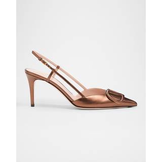 Valentino Garavani VLogo Signature 80 leather slingback pumps - brown - EU 37.5