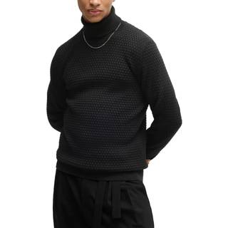 Strukturstrikket rullekravesweater i bomuld