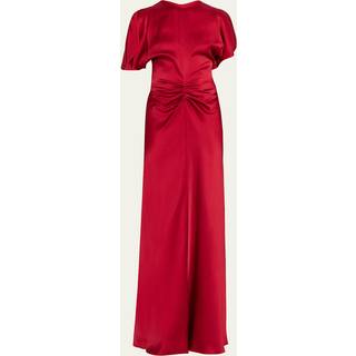Victoria Beckham Caped gathered crÃªpe satin gown - red - L